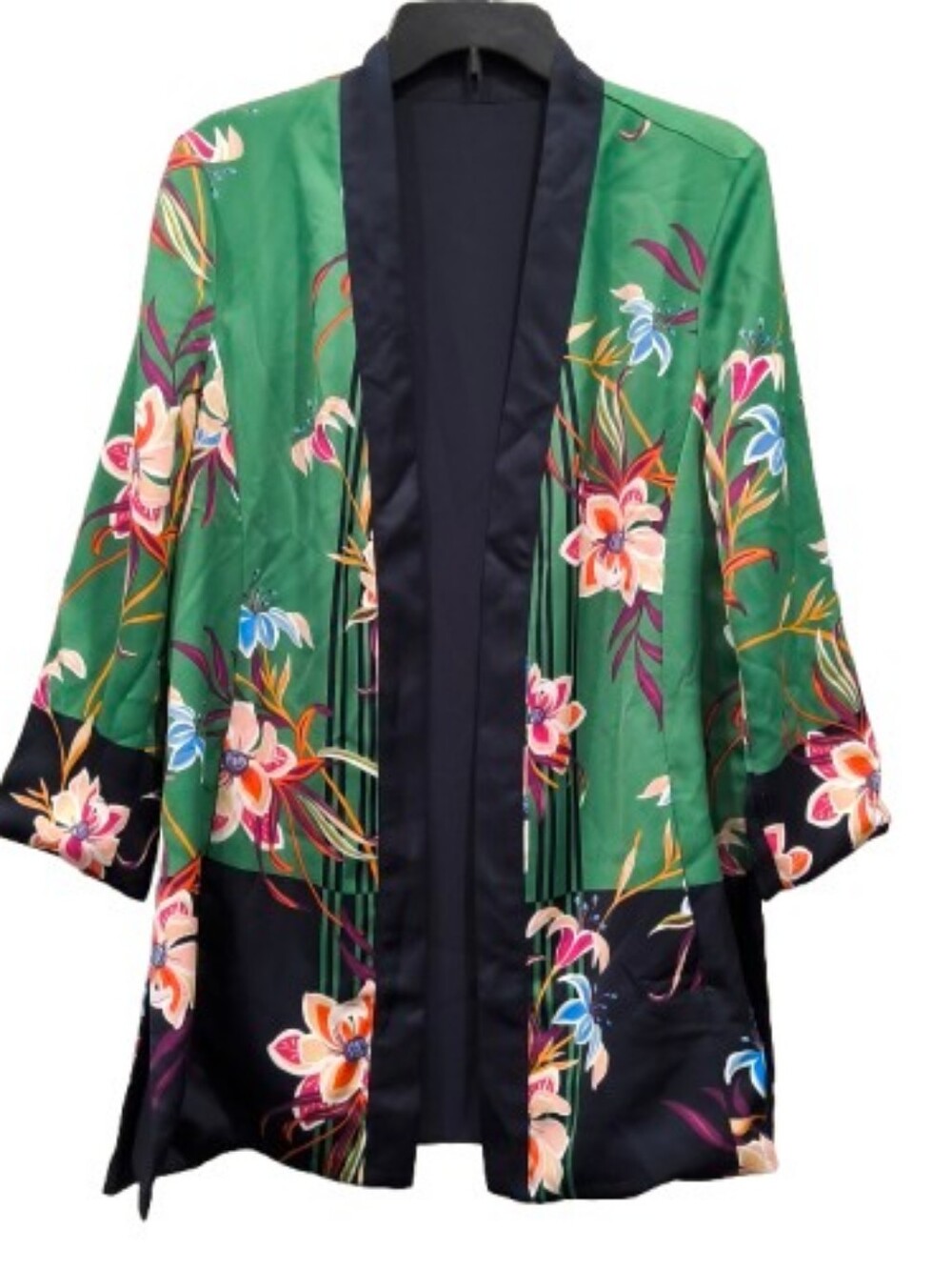 Japanese Kimono/Jacket  Reversible Botanical Green Navy Mid Length Size 1